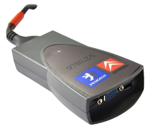 Interface Lexia 3 PP2000 illustrant le guide Diagbox Peugeot Citroën