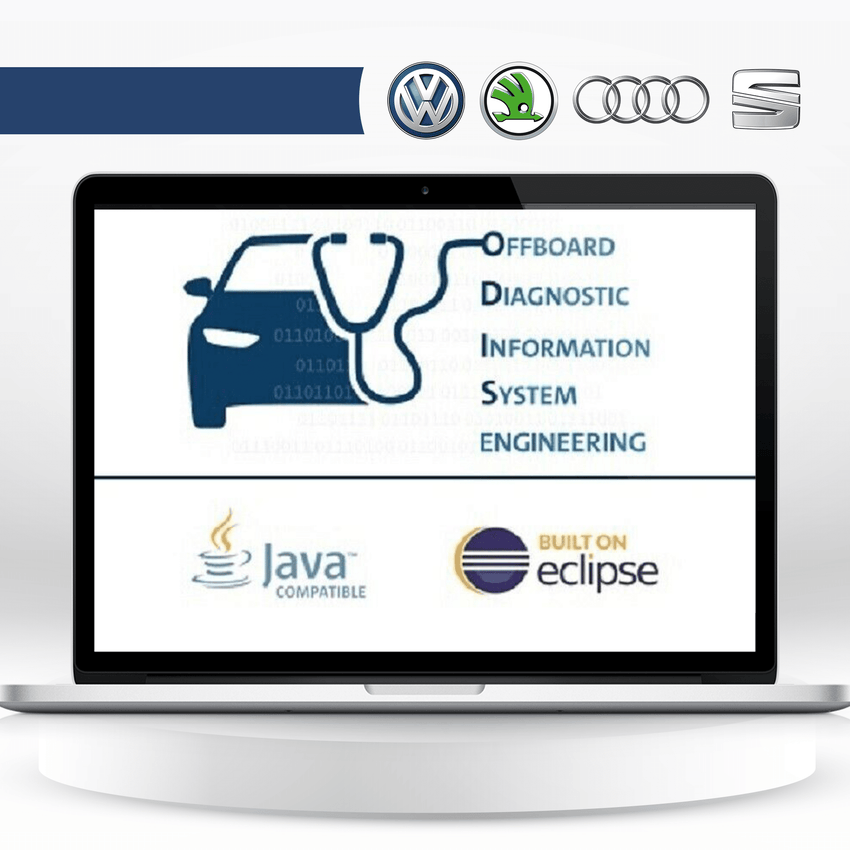 Logiciel ODIS 26.0.1 affiché sur un ordinateur portable, compatible Volkswagen, Audi, Seat et Skoda